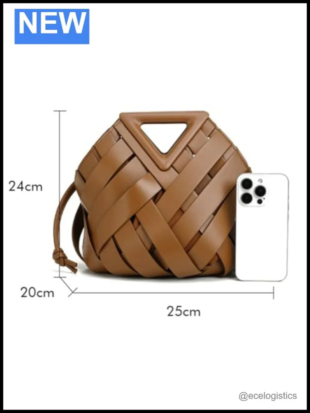 Women's Woven Vegan Leather Faux Leather Crossbody Bucket Satchel Bag Handbag
